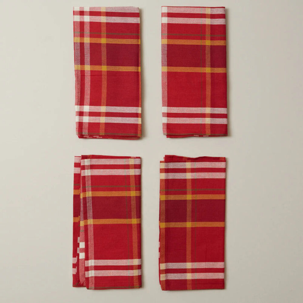 Cotton Napkins, Set Of 4 - Ribbon Red